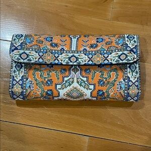 Elegant Patterned Wallet in Orange and Blue
